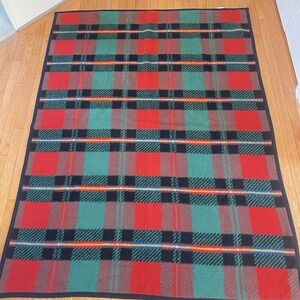 Biederlack‎ Plaid Checkered Throw Blanket Red Green Black 56"x 78"